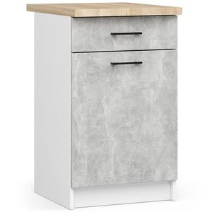 Kuchyňská skříňka Olivie S 50 cm 1D 1S bílá/beton/dub sonoma vyobraziť