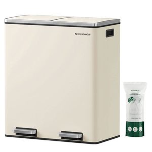 Odpadkový koš s víkem JORDAN 2x30 l krémový vyobraziť