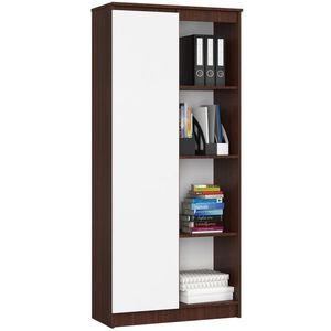 Regál Rexa 80 cm 1 skrinka a 4 police wenge/biela vyobraziť