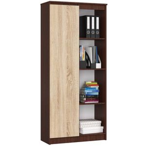 Regál Rexa 80 cm 1 skrinka a 4 police wenge/sonoma vyobraziť