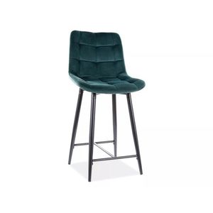 Sametová barová židle CHIC 90 cm tmavě zelená vyobraziť
