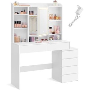 Toaletní stolek Vasagle Ginny 117 cm s LED osvětlením bílý vyobraziť