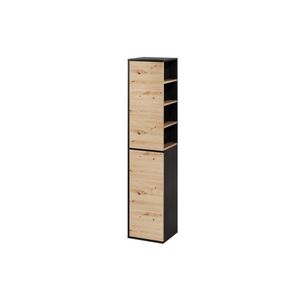 Vysoká koupelnová skříňka Mossa 70 35 cm levá dub Artisan/černá vyobraziť
