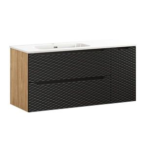Závěsná skříňka Ocean Go se zápustným umyvadlem 120 cm černá/dub olejovaný vyobraziť