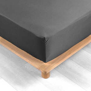 Antracitová napínacia plachta z bavlneného perkálu 140x190 cm Percaline – douceur d'intérieur vyobraziť