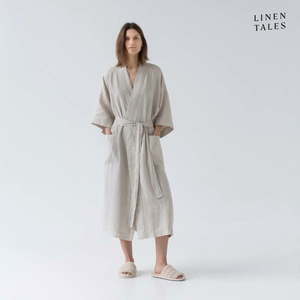 Béžový ľanový župan veľkosť L/XL Summer - Linen Tales vyobraziť