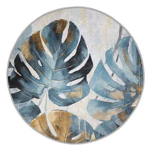 Modrý prateľný okrúhly koberec ø 100 cm Golden Leaves – Mila Home vyobraziť