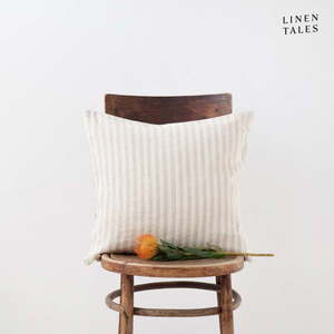 Ľanová obliečka na vankúš 45x45 cm Natural White Stripes – Linen Tales vyobraziť