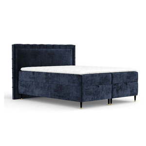 Tmavomodrá boxspring posteľ s úložným priestorom 200x200 cm Voyage – Maison de Rêve vyobraziť