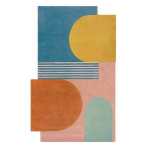 Modrý ručne tkaný vlnený koberec 150x240 cm Lozenge Bright Multi – Flair Rugs vyobraziť