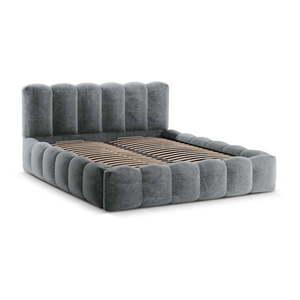 Sivá čalúnená dvojlôžková posteľ s úložným priestorom a roštom 180x200 cm Lupine – Micadoni Home vyobraziť