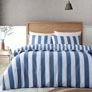 Bielo-modré obliečky na jednolôžko 135x200 cm Cove Stripe – Catherine Lansfield vyobraziť