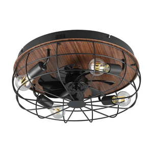 Matne čierne/hnedé stropné svietidlo na diaľkové ovládanie/s ventilátorom Trondheim – Trio vyobraziť