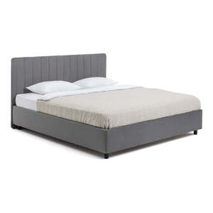 Sivá čalúnená dvojlôžková posteľ s úložným priestorom s matracom/s roštom 160x200 cm Myra Slim Line – Bonami Selection vyobraziť