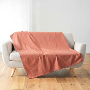Pléd v tehlovej farbe 220x240 cm Lucile – douceur d'intérieur vyobraziť