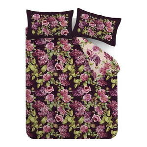 Fialové bavlnené predĺžené obliečky na dvojlôžko 230x220 cm Pia Floral – RHS vyobraziť