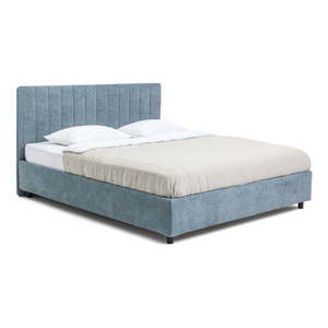 Modrá čalúnená dvojlôžková posteľ s úložným priestorom s matracom/s roštom 180x200 cm Myra Slim Line – Bonami Selection vyobraziť