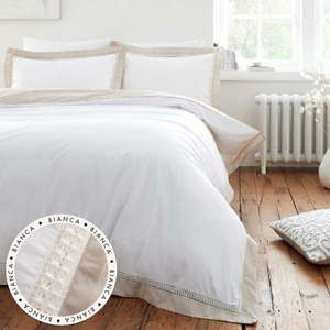 Biele bavlnené obliečky na jednolôžko 135x200 cm Oxford Lace – Bianca vyobraziť