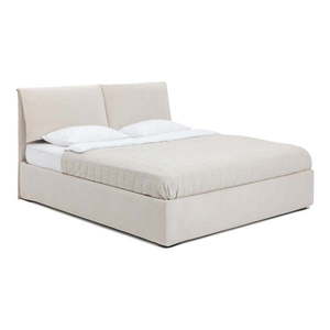 Béžová čalúnená dvojlôžková posteľ s úložným priestorom s matracom/s roštom 180x200 cm Thessa Pillow – Bonami Selection vyobraziť