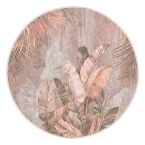 Svetloružový prateľný okrúhly koberec ø 100 cm Dusty Leaves – Mila Home vyobraziť
