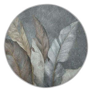 Zeleno-sivý prateľný okrúhly koberec ø 100 cm Dusty Leaves – Mila Home vyobraziť