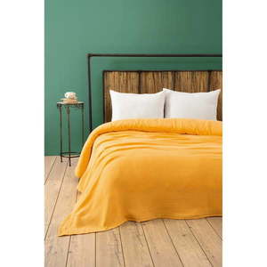 Žltý mušelínový pléd 170x250 cm Muslin – Mijolnir vyobraziť
