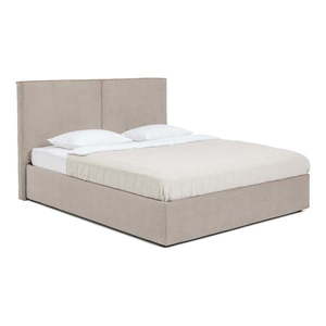 Čalúnená dvojlôžková posteľ taupe s úložným priestorom s matracom/s roštom 160x200 cm Thessa Bold – Bonami Selection vyobraziť