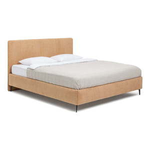 Čalúnená dvojlôžková posteľ s matracom/s roštom 180x200 cm v horčicovej farbe Noira Slim – Bonami Selection vyobraziť