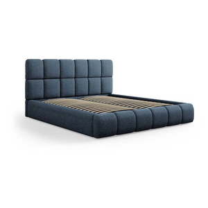 Tmavomodrá čalúnená dvojlôžková posteľ s úložným priestorom s roštom 160x200 cm Bellis – Micadoni Home vyobraziť