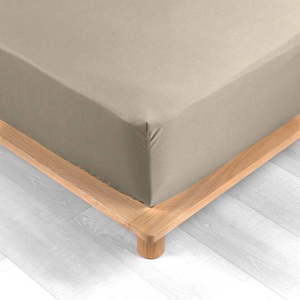 Svetlohnedá napínacia plachta z bavlneného perkálu 90x190 cm Percaline – douceur d'intérieur vyobraziť