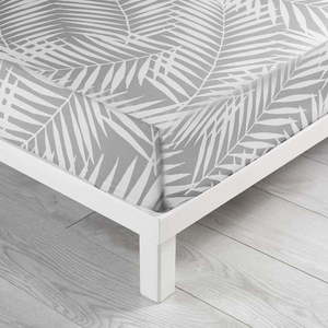 Bielo-sivá napínacia bavlnená plachta 90x190 cm Botania – douceur d'intérieur vyobraziť