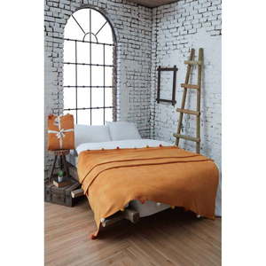 Fleecový pléd v horčicovej farbe 200x220 cm Pom Pom – Mijolnir vyobraziť