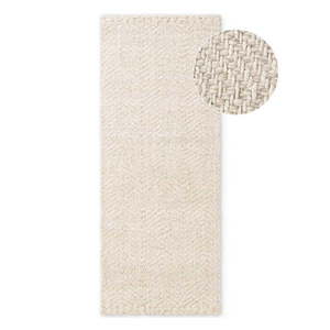 Krémový/slonovinový ručne tkaný behúň s prímesou vlny 80x200 cm Majoli – Elle Decoration vyobraziť