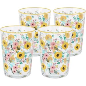4-dielna súprava pohárov Flowers & Fruits 510 ml, žltá vyobraziť