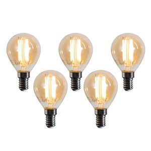 Set van 5 E14 LED lampen G45 goud 2W 180 lm 2100K vyobraziť