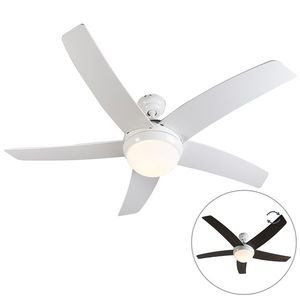 Stropný ventilátor biely s drevenou potlačou 132 cm s diaľkovým ovládaním - Cool vyobraziť