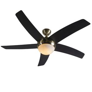 Stropný ventilátor zlatý s drevenou potlačou 132 cm s diaľkovým ovládaním - Cool vyobraziť
