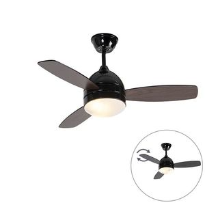 Stropný ventilátor čierny s potlačou dreva 96 cm s diaľkovým ovládaním - Rotar vyobraziť