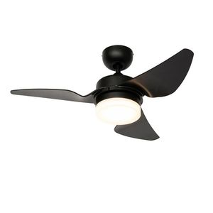 Stropný ventilátor čierny 86, 7 cm vrátane LED stmievateľný s diaľkovým ovládaním - Yuki vyobraziť