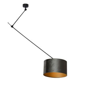 Závesná lampa čierna so zamatovým tienidlom zelená 35cm - Blitz vyobraziť