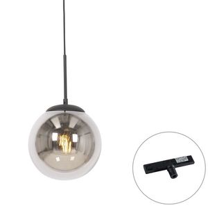 Art Deco hanglamp zwart met smoke glas incl. rail adapter 1-fase - Slimline Flore vyobraziť