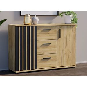 Komoda 120 cm dub craft so zásuvkami a úchytkami vyobraziť