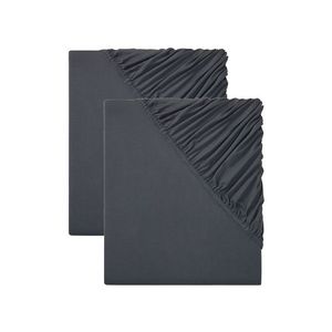 LIVARNO home Džersejová napínacia plachta, 90 – 100 x 200 cm, 2 kusy (tmavosivá) vyobraziť