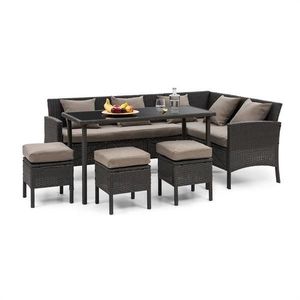 Blumfeldt Titania Dining Lounge Set, záhradné sedenie, rohová súprava, stôl, stolčeky, čierna vyobraziť