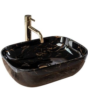REA - Umývadlo na dosku Belinda Marble Shiny 46, 5x33 čierna REA-U8907 vyobraziť