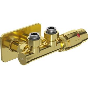 MEXEN/S - G00 uhlová termostatická súprava pre radiátor + krycia rozeta S, Duplex, DN50, zlatá W907-900-910-50 vyobraziť