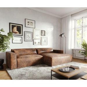 Rohová pohovka Brom 265x150 cm koženka hnedá lenivá pohovka pravá vyobraziť