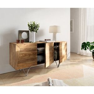 Komoda Wyatt 150 cm sheesham natural 3D vintage nerezová oceľ vyobraziť