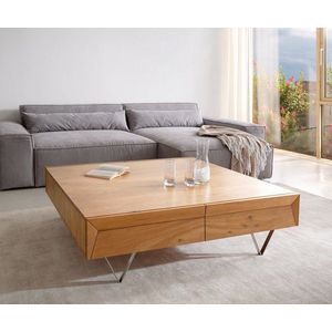 Konferenčný stolík Kayu 115x115x40 cm prírodná akácia 4 zásuvky vyobraziť