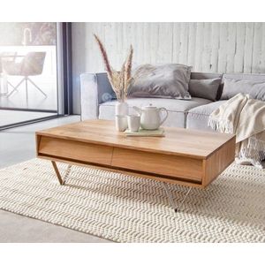 Konferenčný stolík Eloi 115x60x40 cm prírodná akácia 4 zásuvky vyobraziť